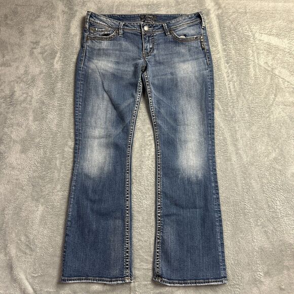 Silver Jeans Denim - Silver Pioner Womens Jeans 34/31 Medium Wash Y2K Bootcut Low Rise